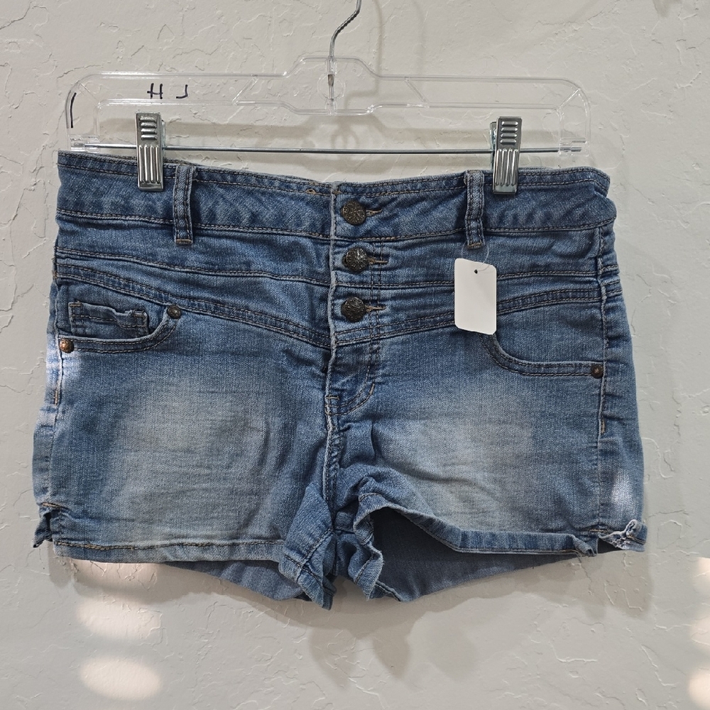 Blue Spice Distressed Denim Jean Shorts